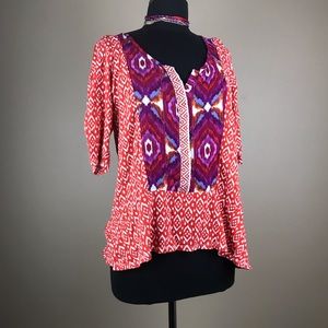 Anthropologie Akemi + Kin Boho Tribal Ikat Blouse